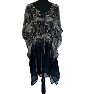 𝅺SOL & Mer animal snakeprint beach cover-up short sleeve chiffon drawstring 🔥